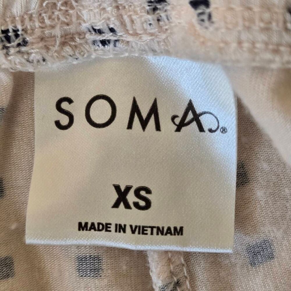 SOMA Womens Geo Long Sleeve Top & Drawstring Bottom Pajama Set Pink Black M/XS - Picture 7 of 13